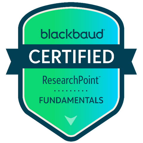 Blackbaud certified ResearchPoint fundamentals badge